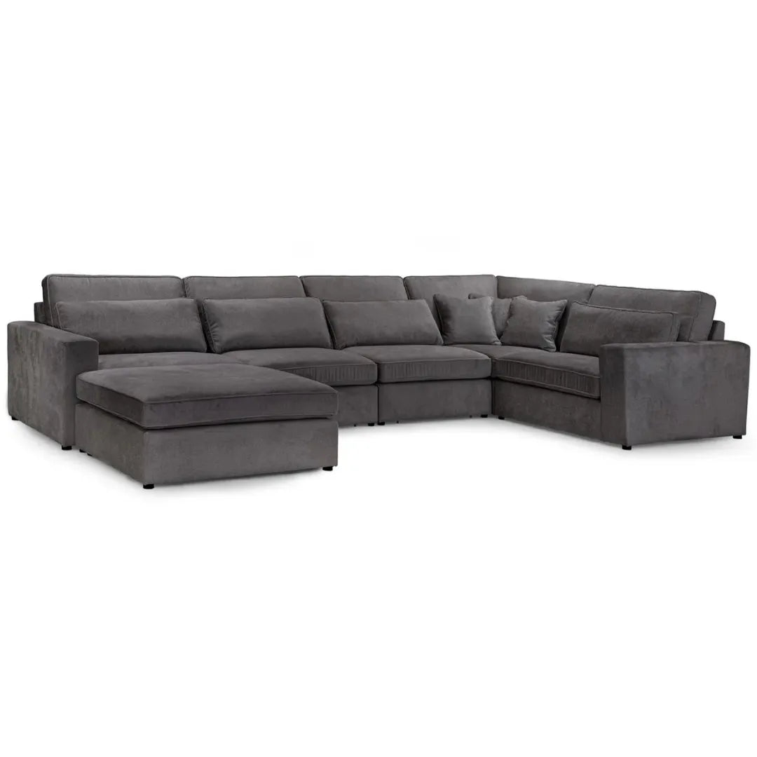Kiana Modular Sectional Fabric Corner Sofa With Footstool