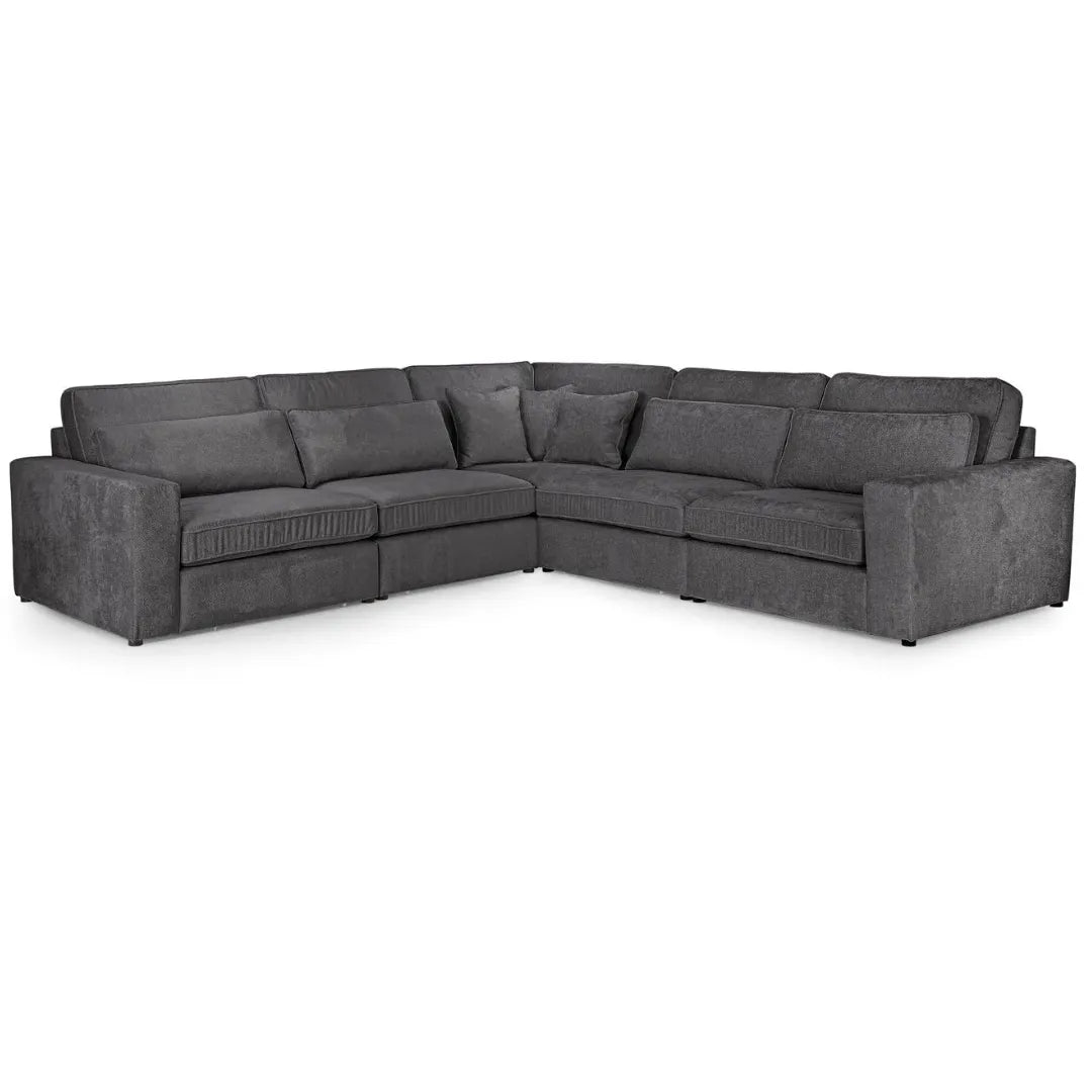 Kiana Modular Sectional Fabric Corner Sofa With Footstool