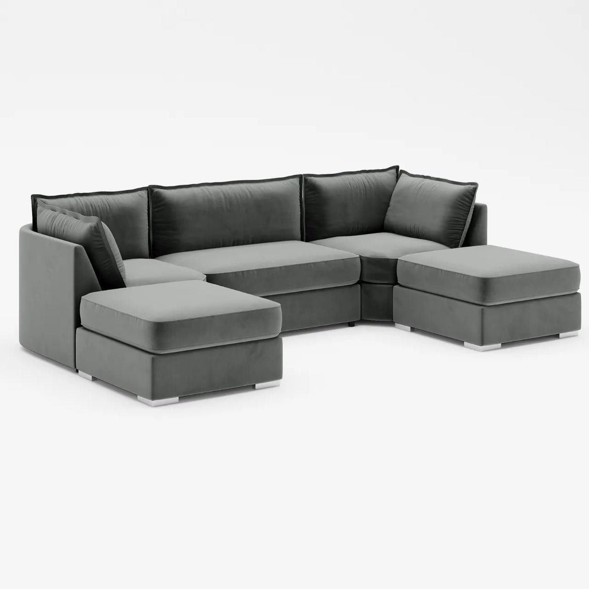 Primrose U Shape Corner Sofa High Back Grey