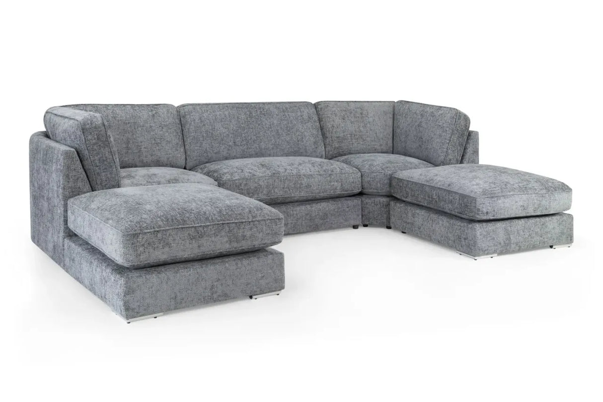Esma Full Back Grey U Shape Corner Sofa