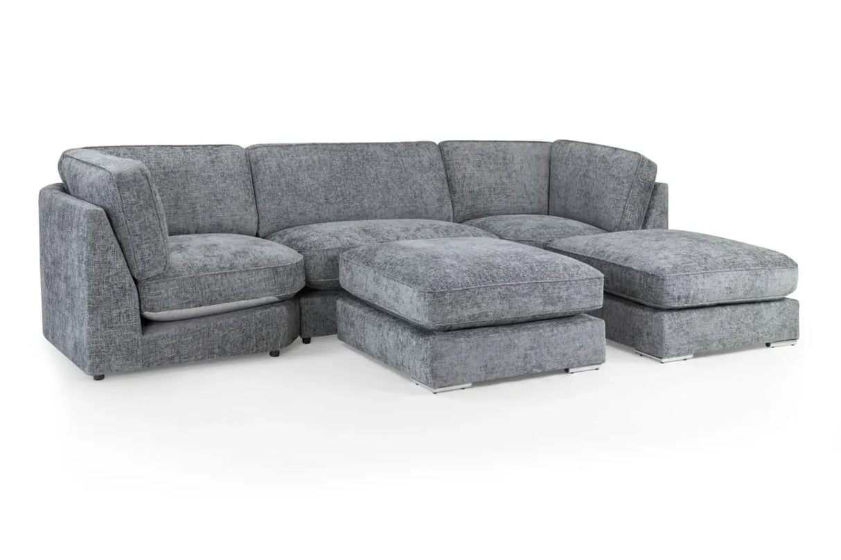 Esma Full Back Grey U Shape Corner Sofa
