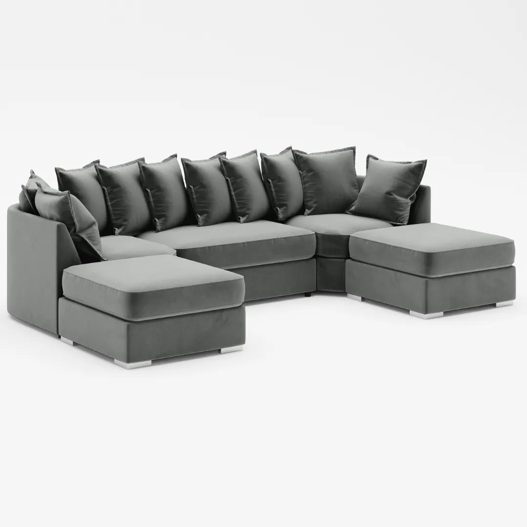 Primrose U Shape Corner Sofa Scatter Back Grey