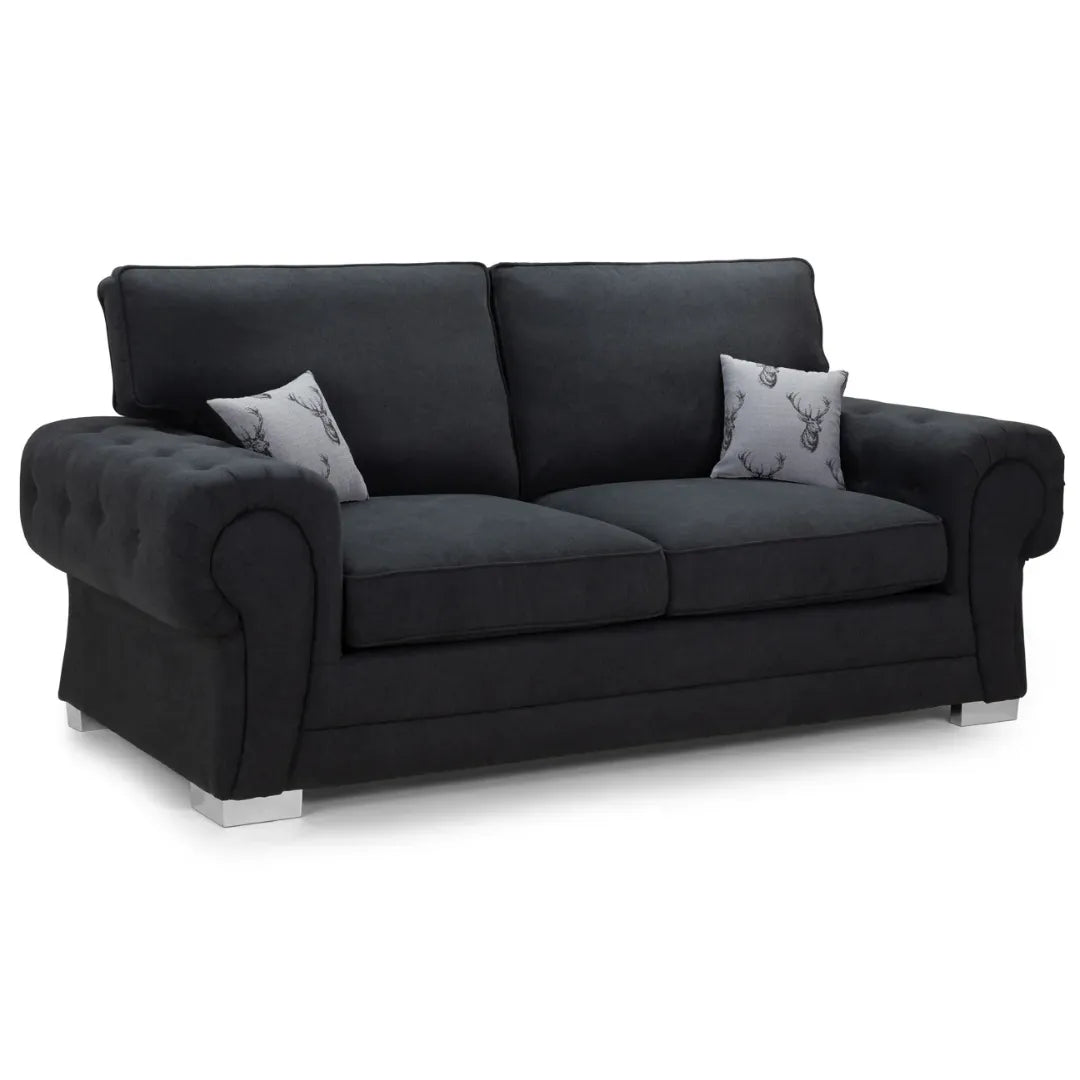 Verona Fabric Sofa FullBack 3 Seater Grey Or Black