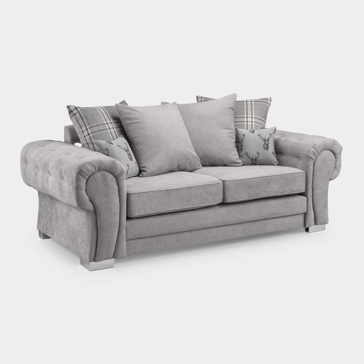 Verona Fabric Sofa Scatterback 3 Seater Grey Or Black