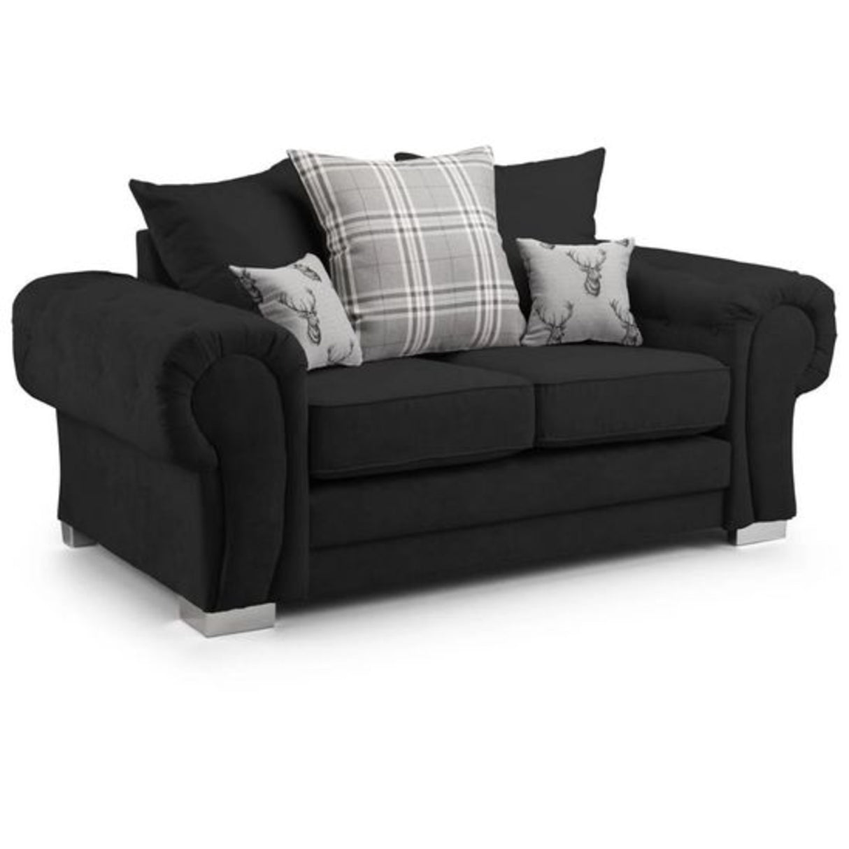 Verona Fabric Sofa Scatterback 2 Seater Grey Or Black