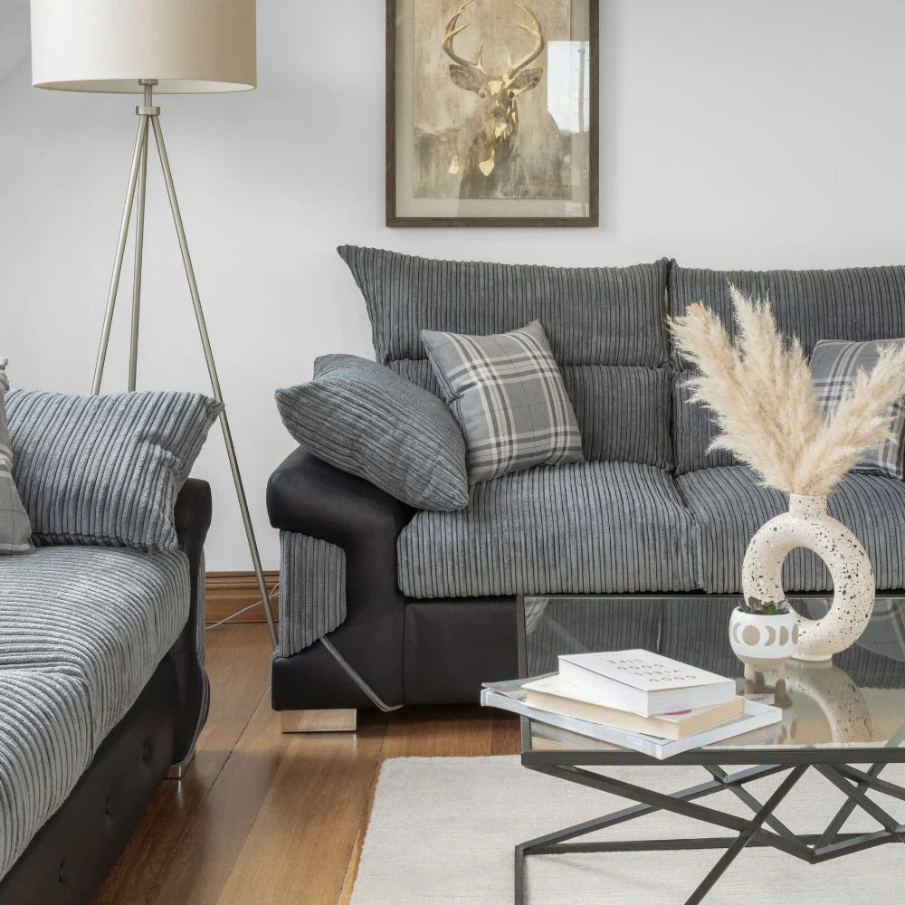 Logan Grey/Black 3 Seater Sofa