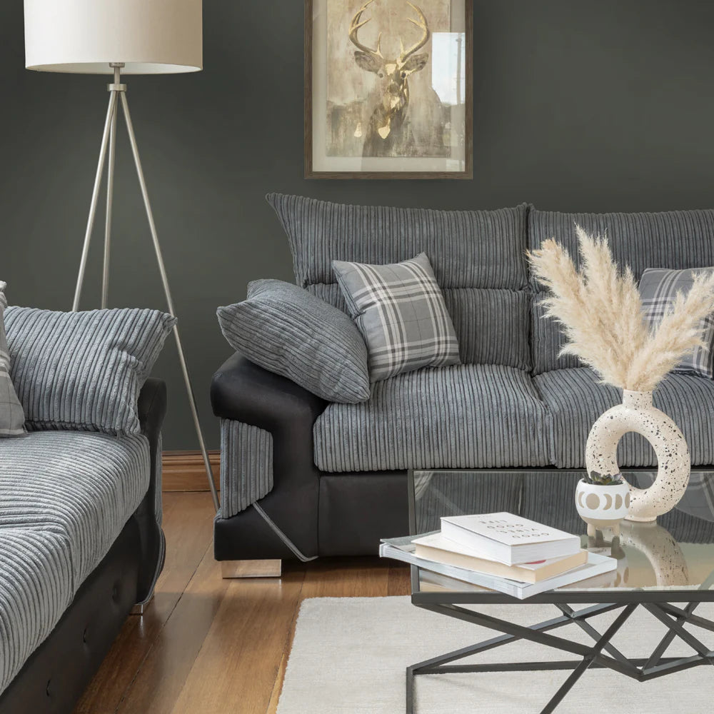 Logan Grey/Black 2 Seater Sofa
