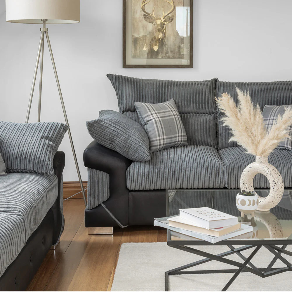 Logan Grey/Black 2 Seater Sofa