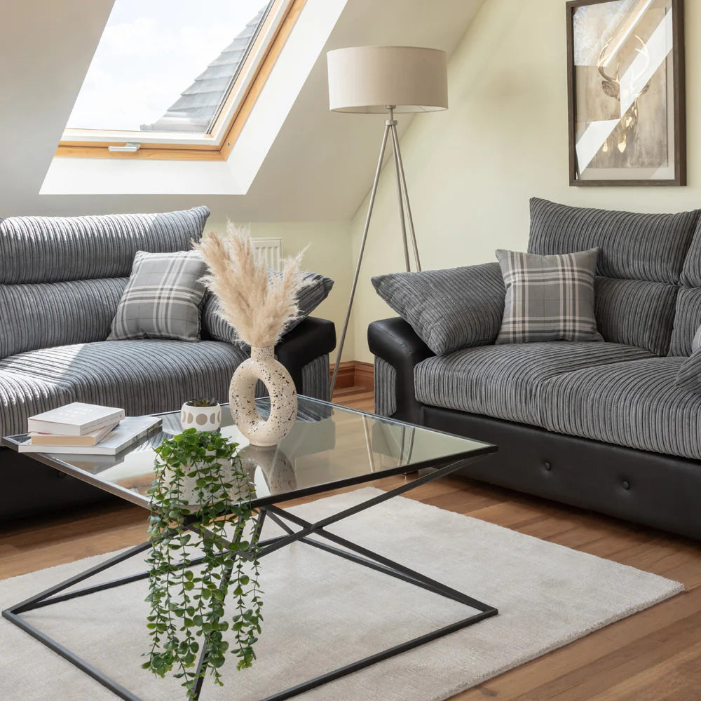 Logan Grey/Black 2 Seater Sofa