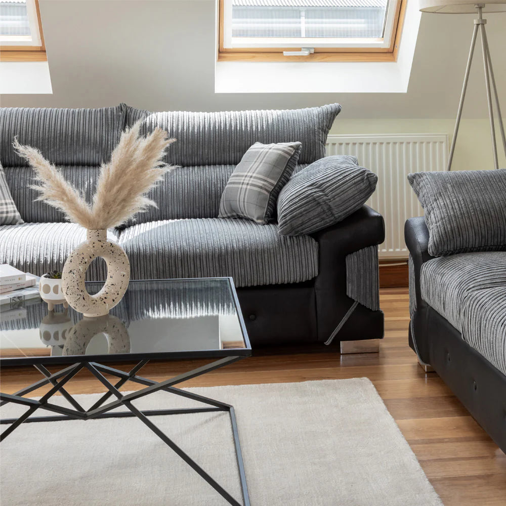 Logan Grey/Black 2 Seater Sofa