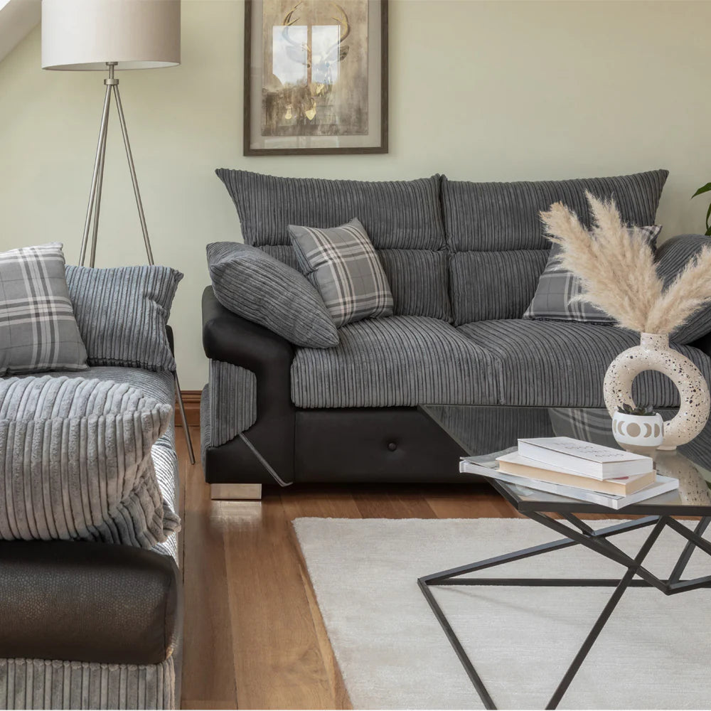Logan Grey/Black 2 Seater Sofa