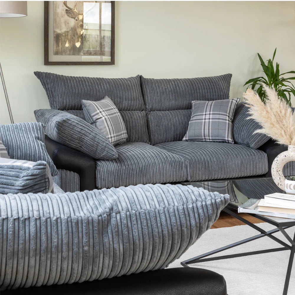 Logan Grey/Black 2 Seater Sofa