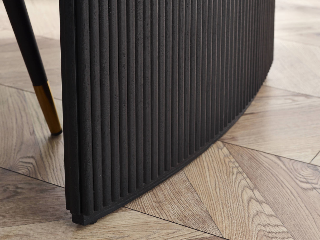 Louis Black Fluted Extending Dining Table