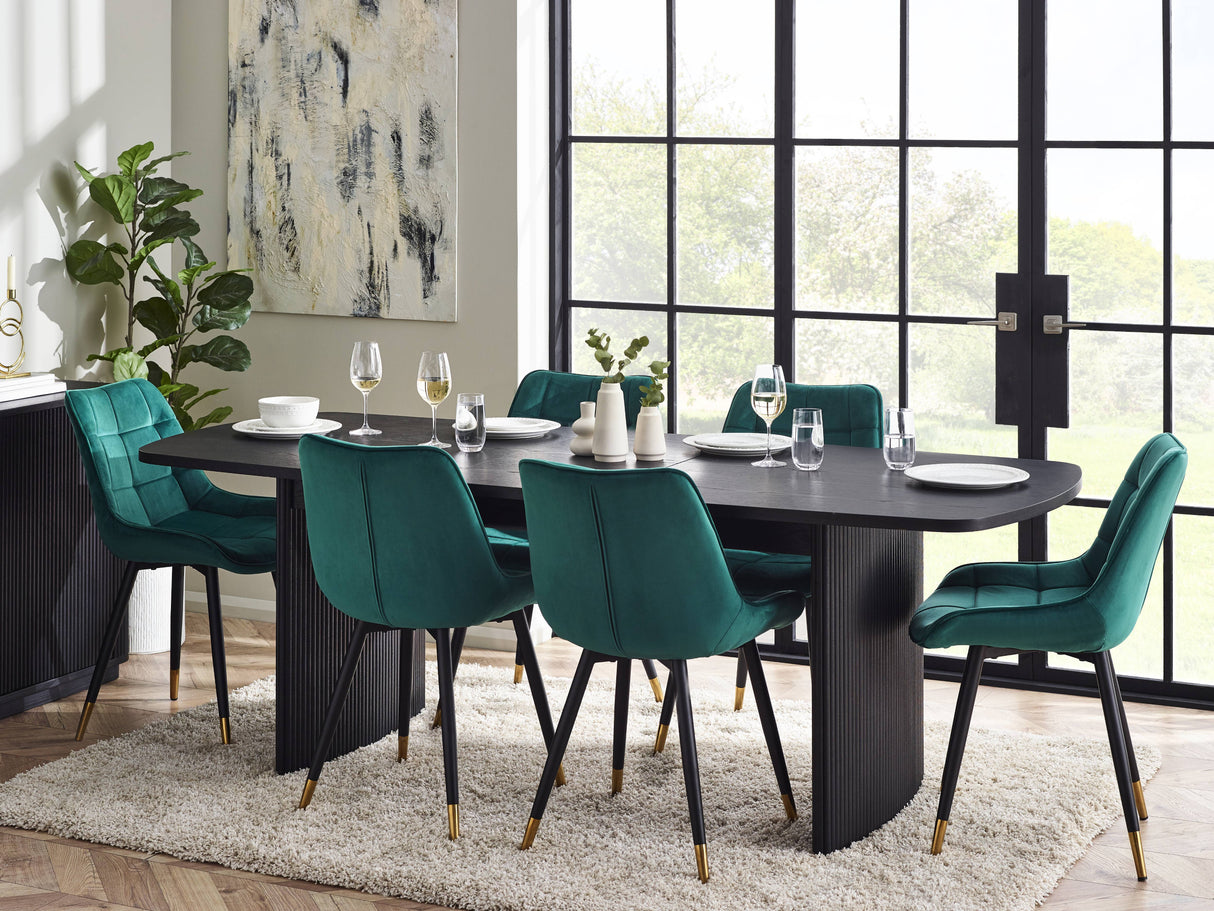 Louis Black Fluted Extending Dining Table