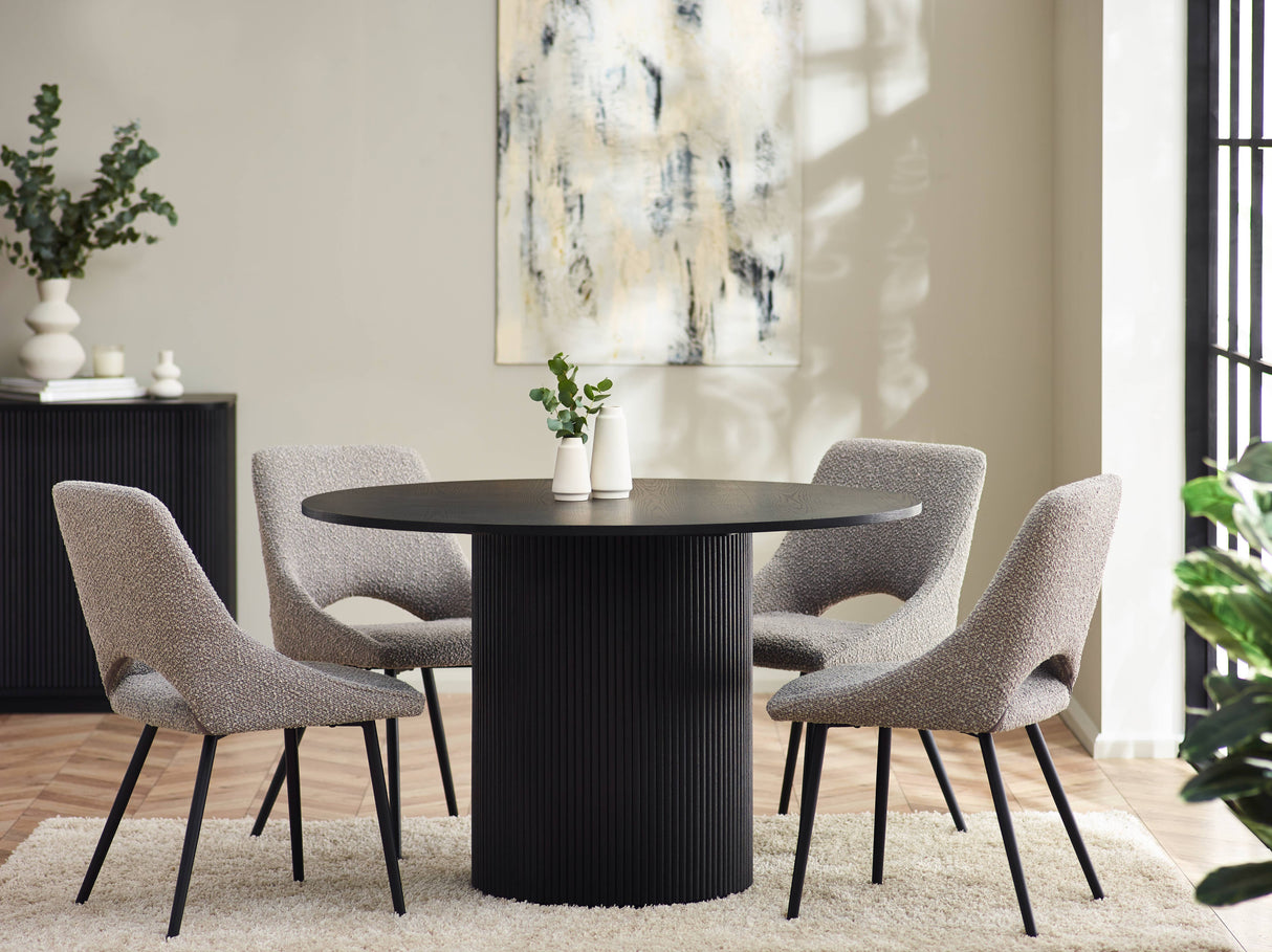 Louis Black Fluted Round Dining Table