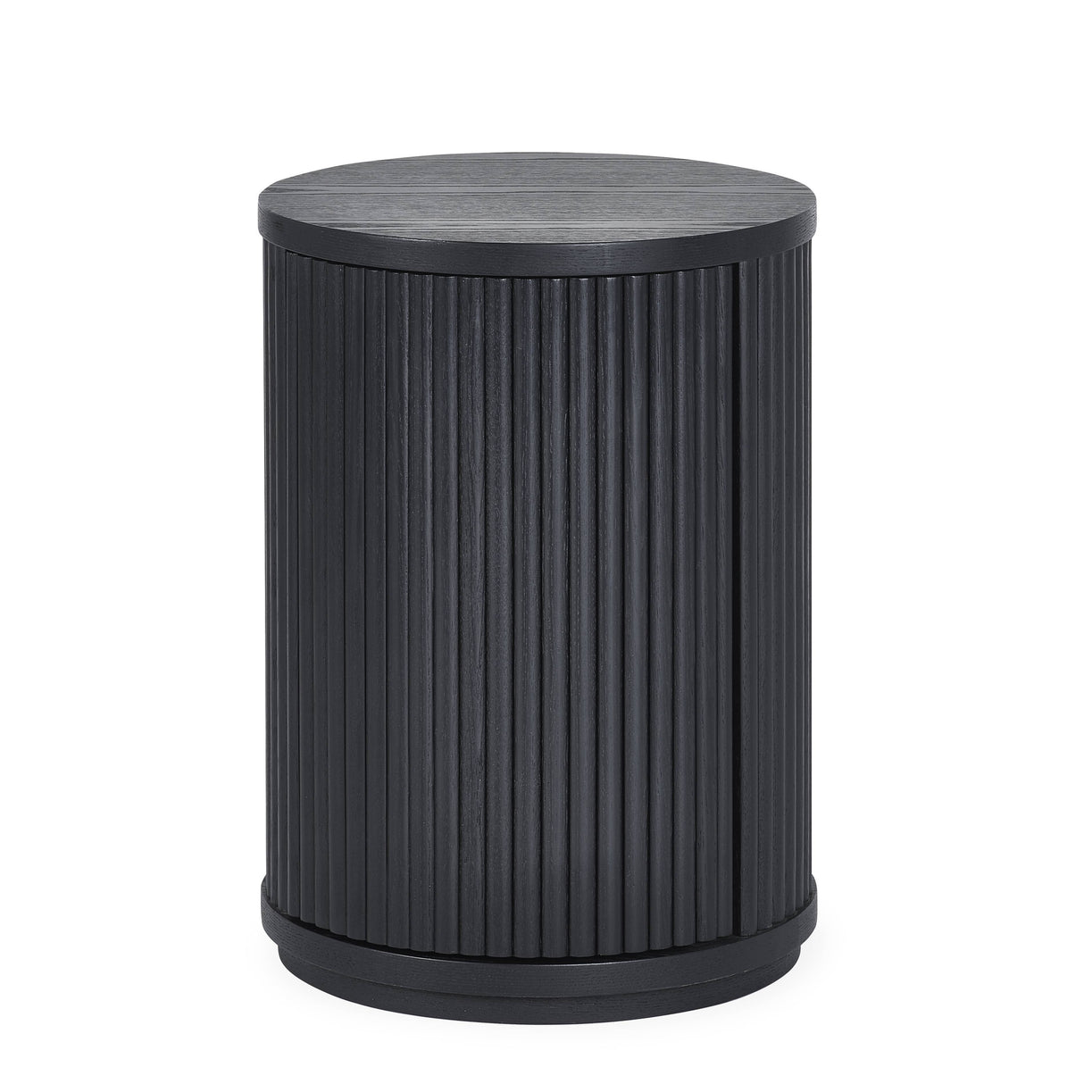 Louis Black Fluted Side Table With Door