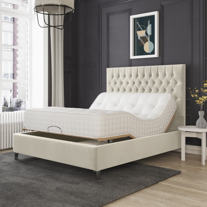 London Electric Adjustable Bed Frame Tufted Headboard