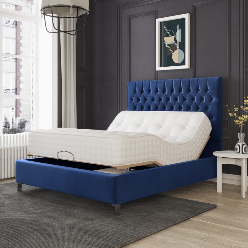 London Electric Adjustable Bed Frame Tufted Headboard