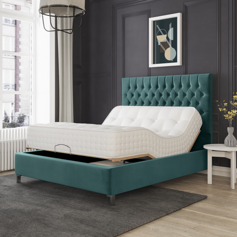 London Electric Adjustable Bed Frame Tufted Headboard