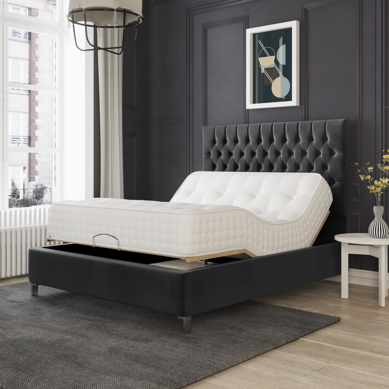 London Electric Adjustable Bed Frame Tufted Headboard