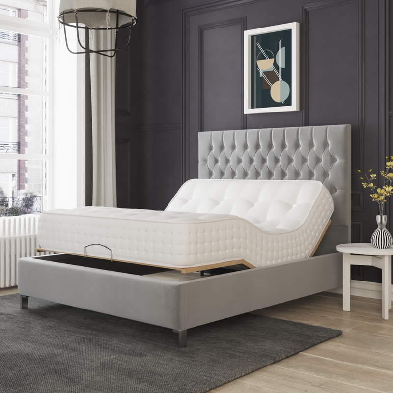 London Electric Adjustable Bed Frame Tufted Headboard