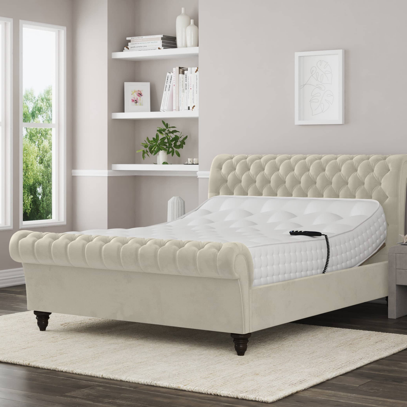 Emma Electric Adjustable Upholstered Sleigh Bed Frame