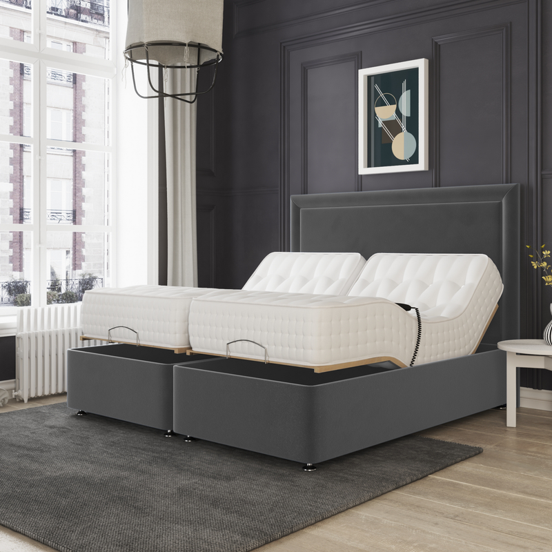 Bali Electric Adjustable Bed Upholstered Velvet Fabric Pocket Sprung Mattress