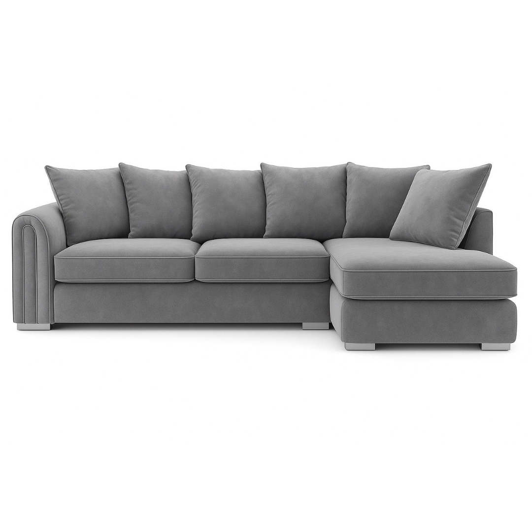 Monaco Plush Velvet Corner Sofa – Luxury Right Hand Chaise