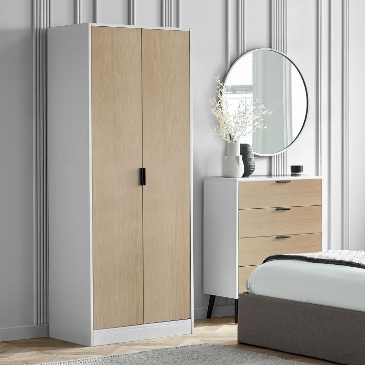 Alba 2 Door Wardrobe - White/Oak
