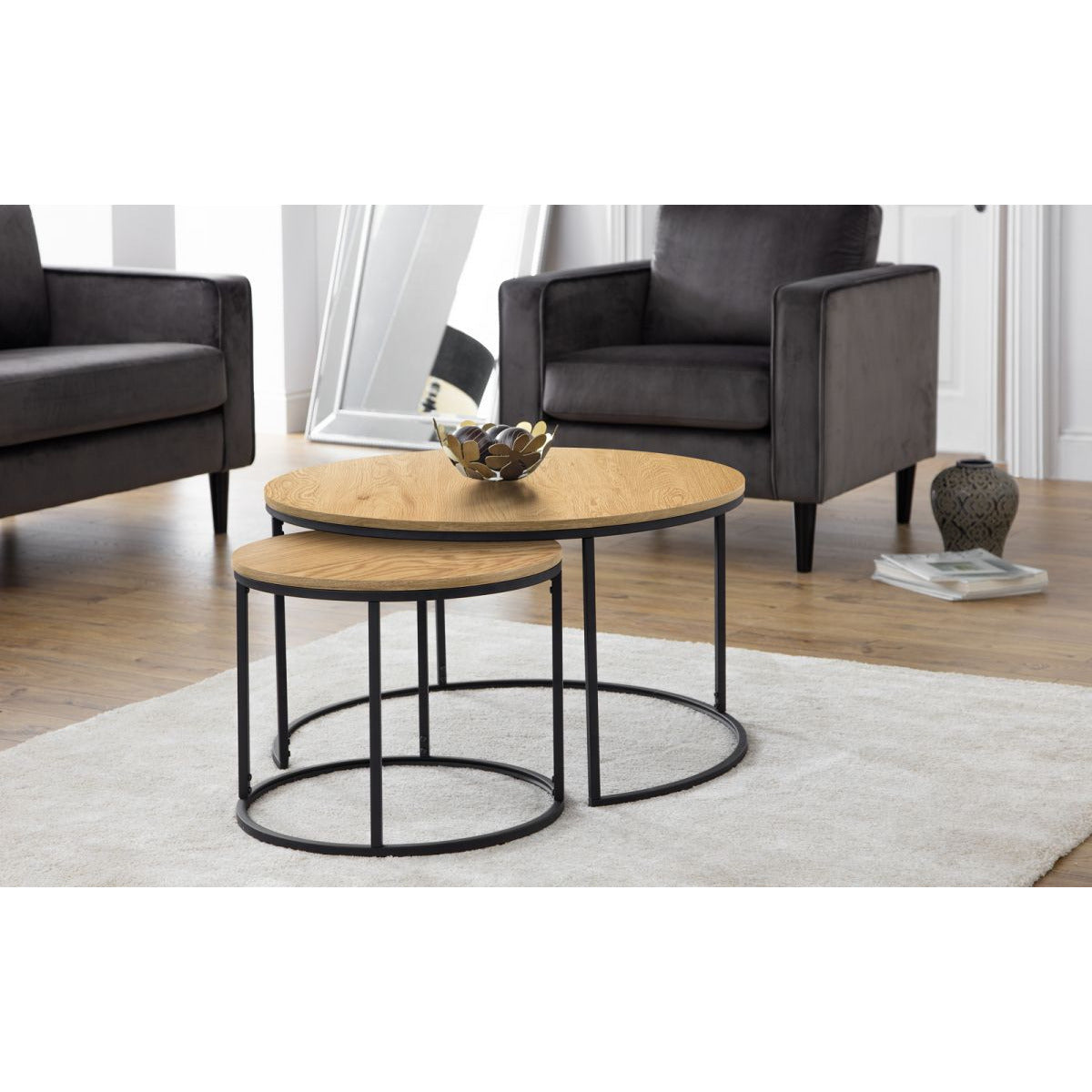 Bellini Round Nesting Coffee Table - Oak