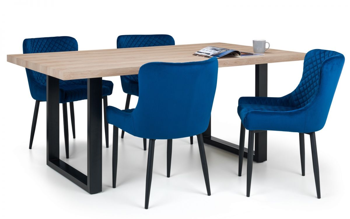 Berwick Dining Table & 4 Luxe Blue Chairs