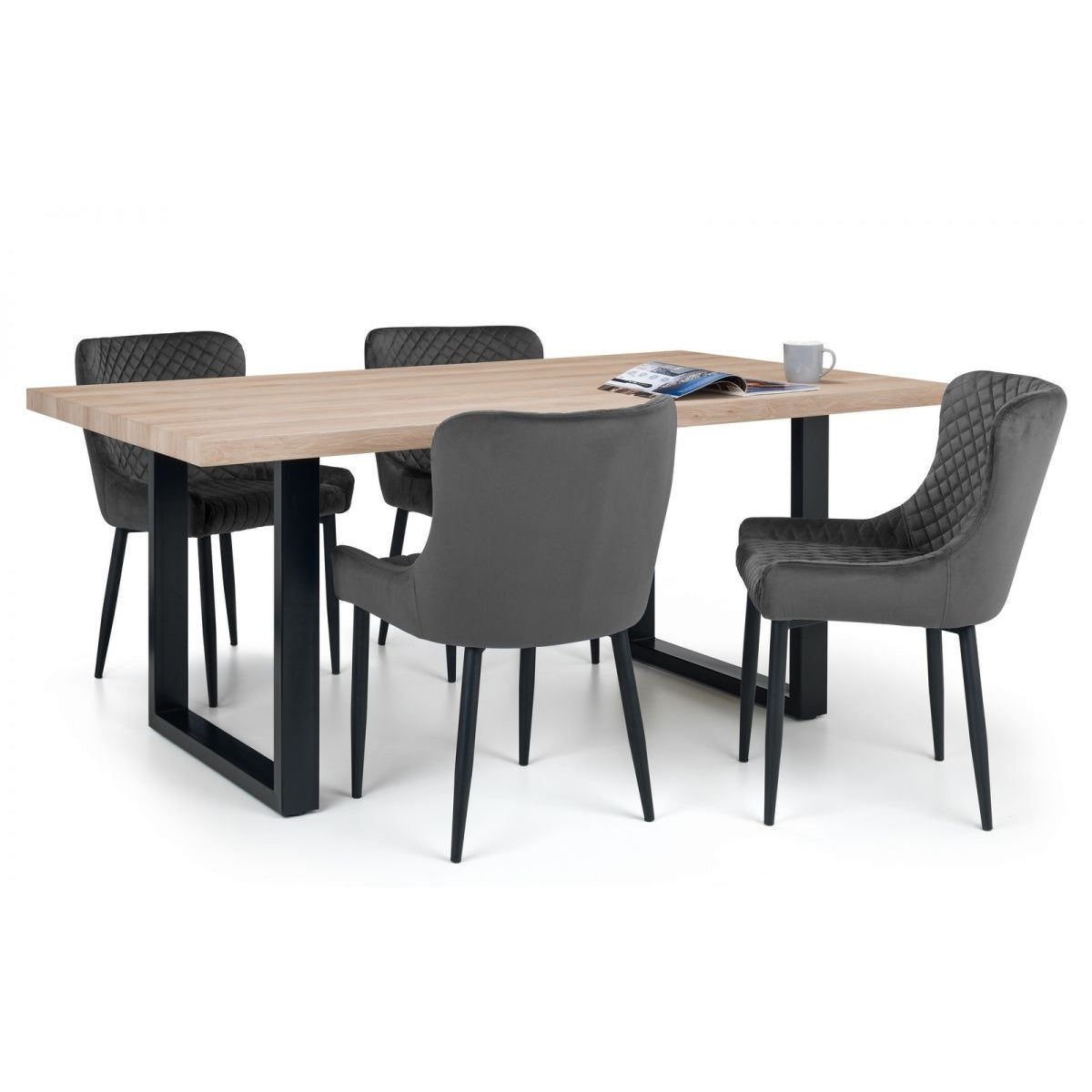 Berwick Dining Table & 4 Luxe Grey Chairs