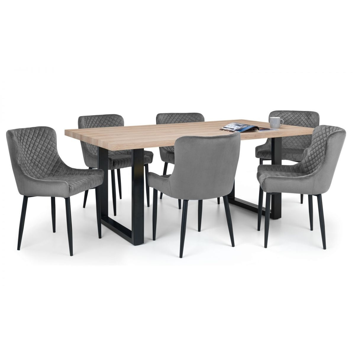 Berwick Dining Table & 6 Luxe Grey Chairs