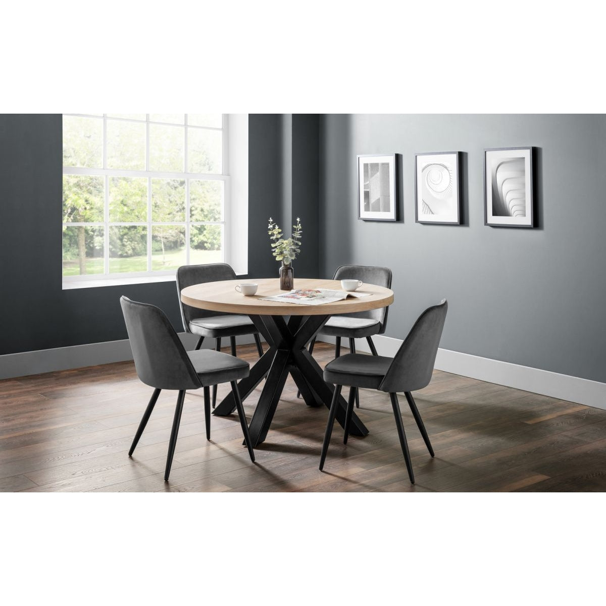 Berwick Round Table & 4 Burgess Grey Chairs