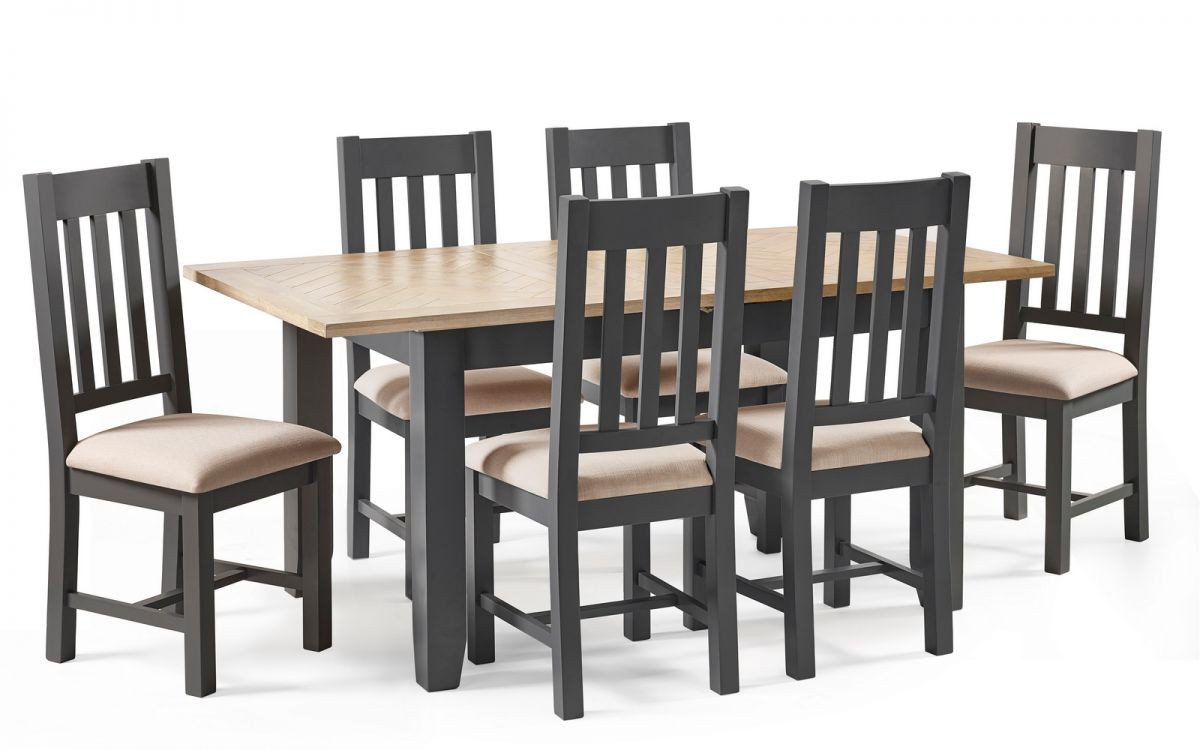 Bordeaux Dining Set (6 Chairs) - Dark Grey