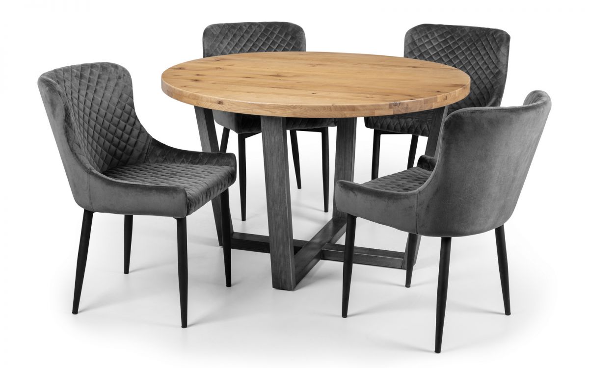 Brooklyn Round & Luxe Grey Dining Set