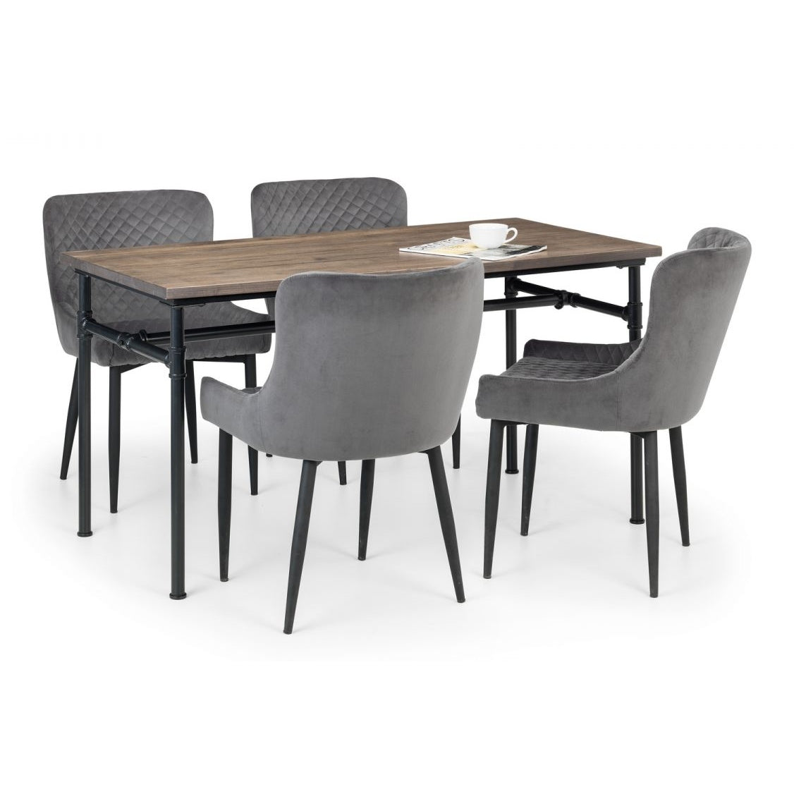 Carnegie Dining Table & 4 Luxe Grey Chairs