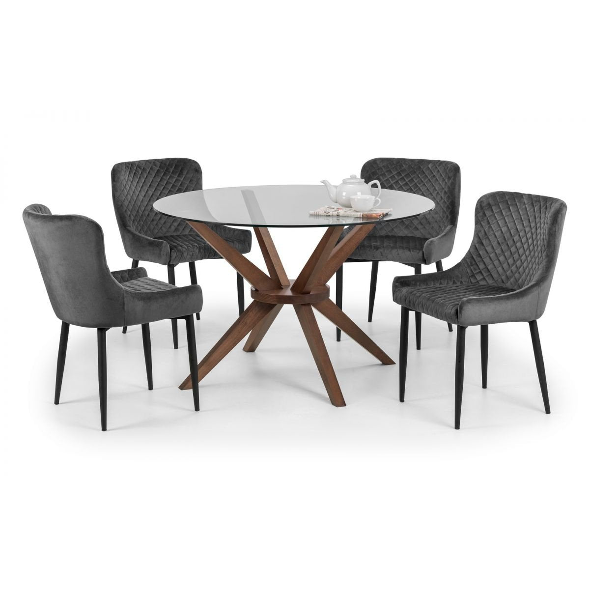 Luxe Velvet Dining Chair - Grey/Black