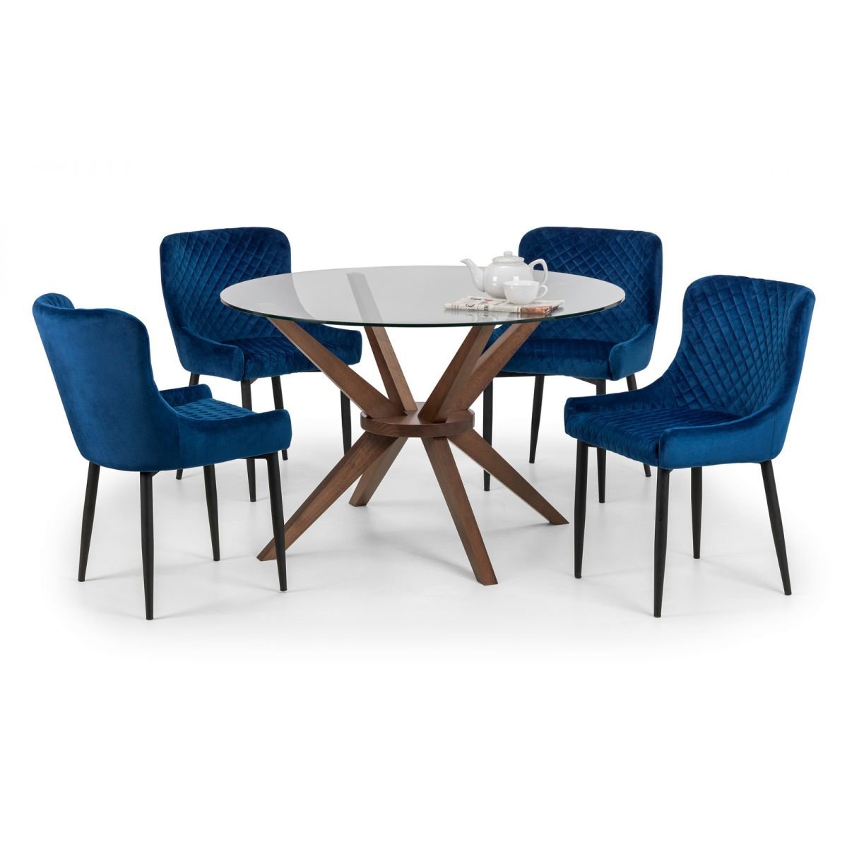 Luxe Velvet Dining Chair - Blue/Black