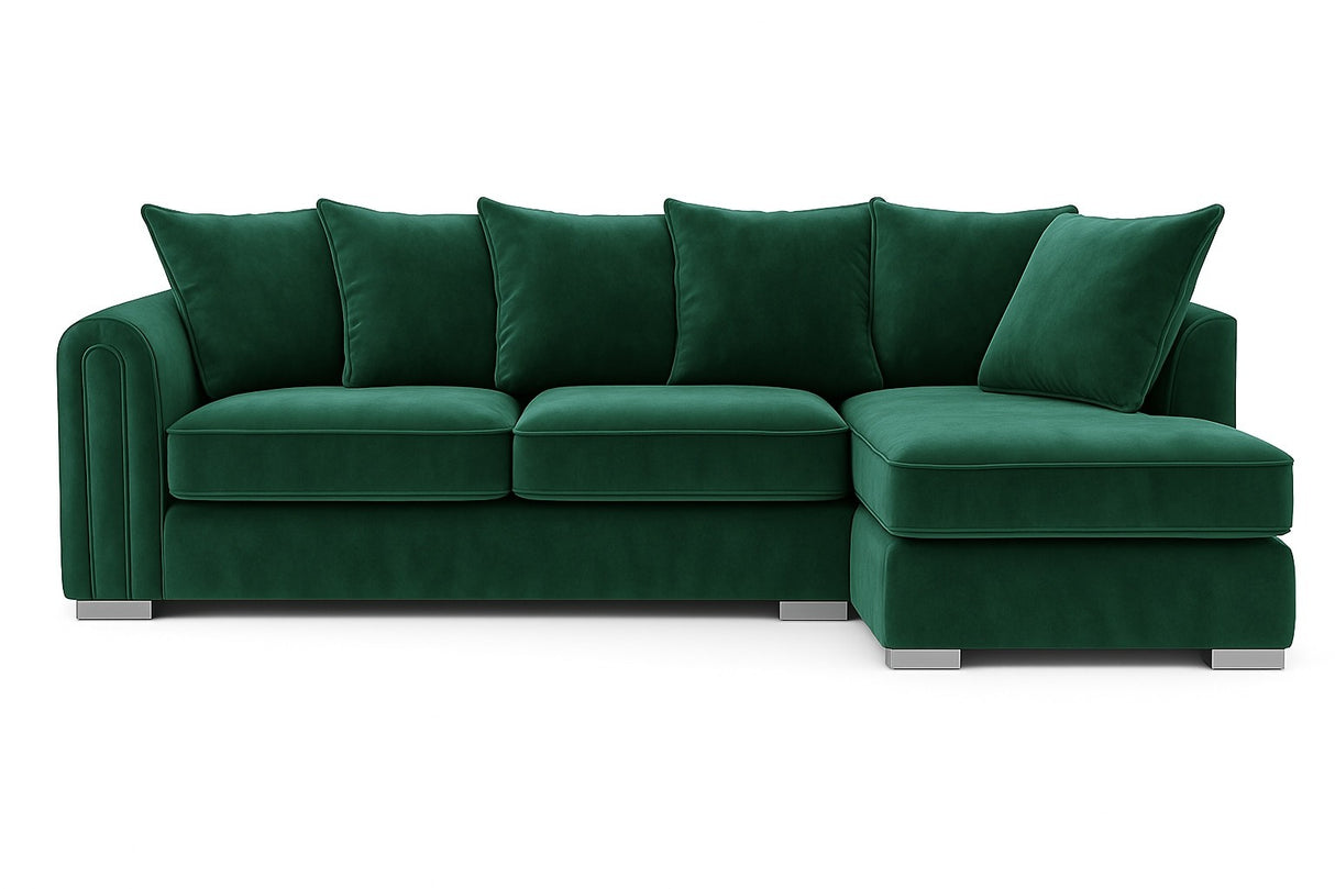 Monaco Plush Velvet Corner Sofa – Luxury Right Hand Chaise