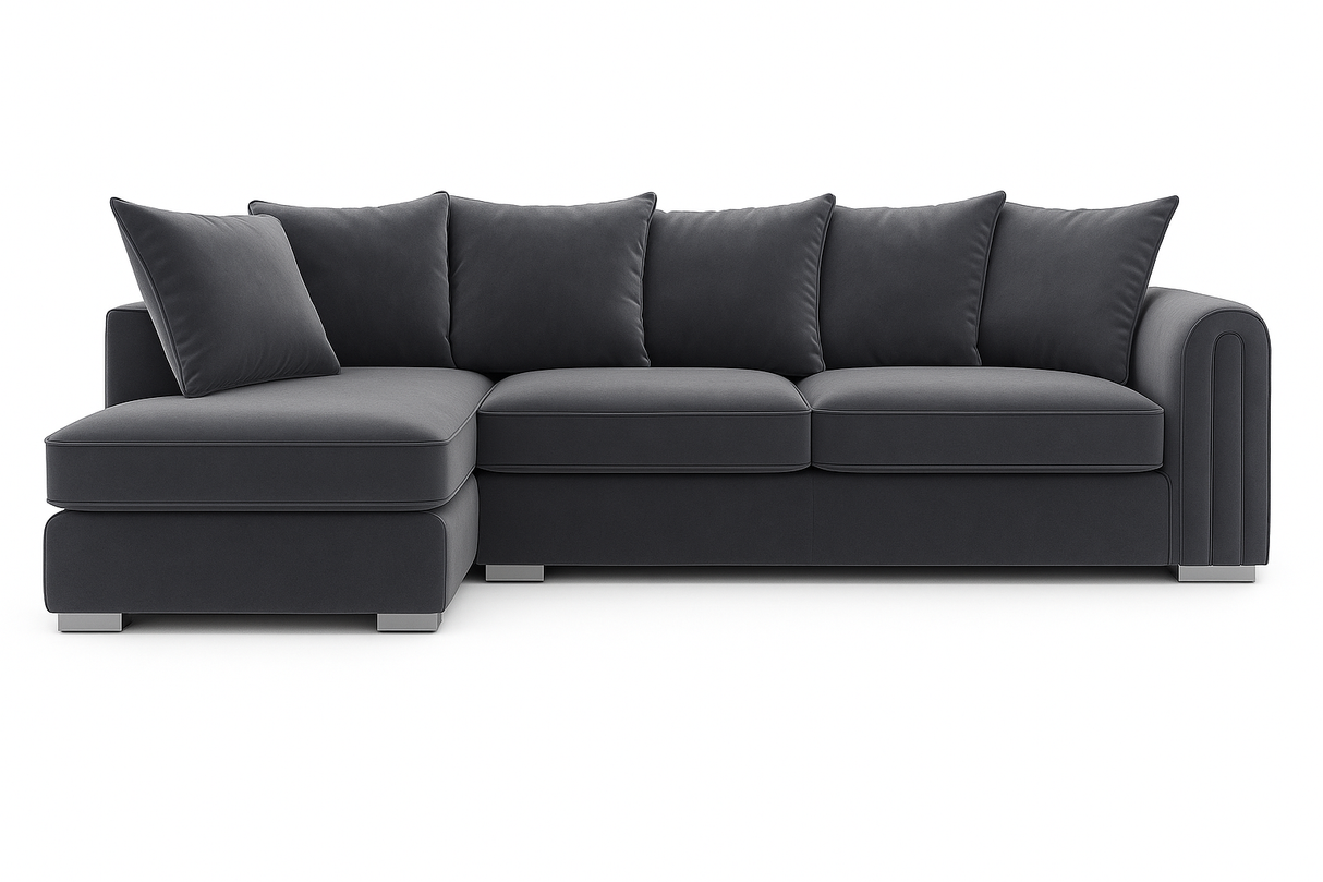 Monaco Plush Velvet Corner Sofa – Luxury Left Hand Chaise