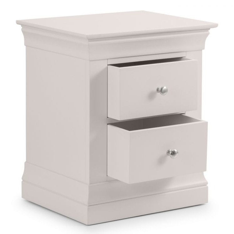 Clermont 2 Drawer Bedside - Light Grey