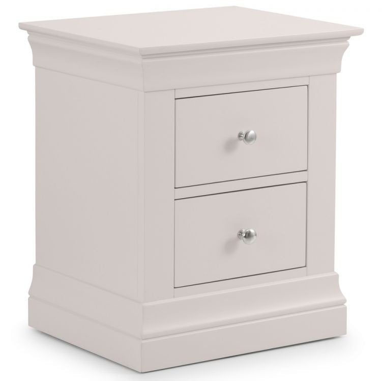 Clermont 2 Drawer Bedside - Light Grey