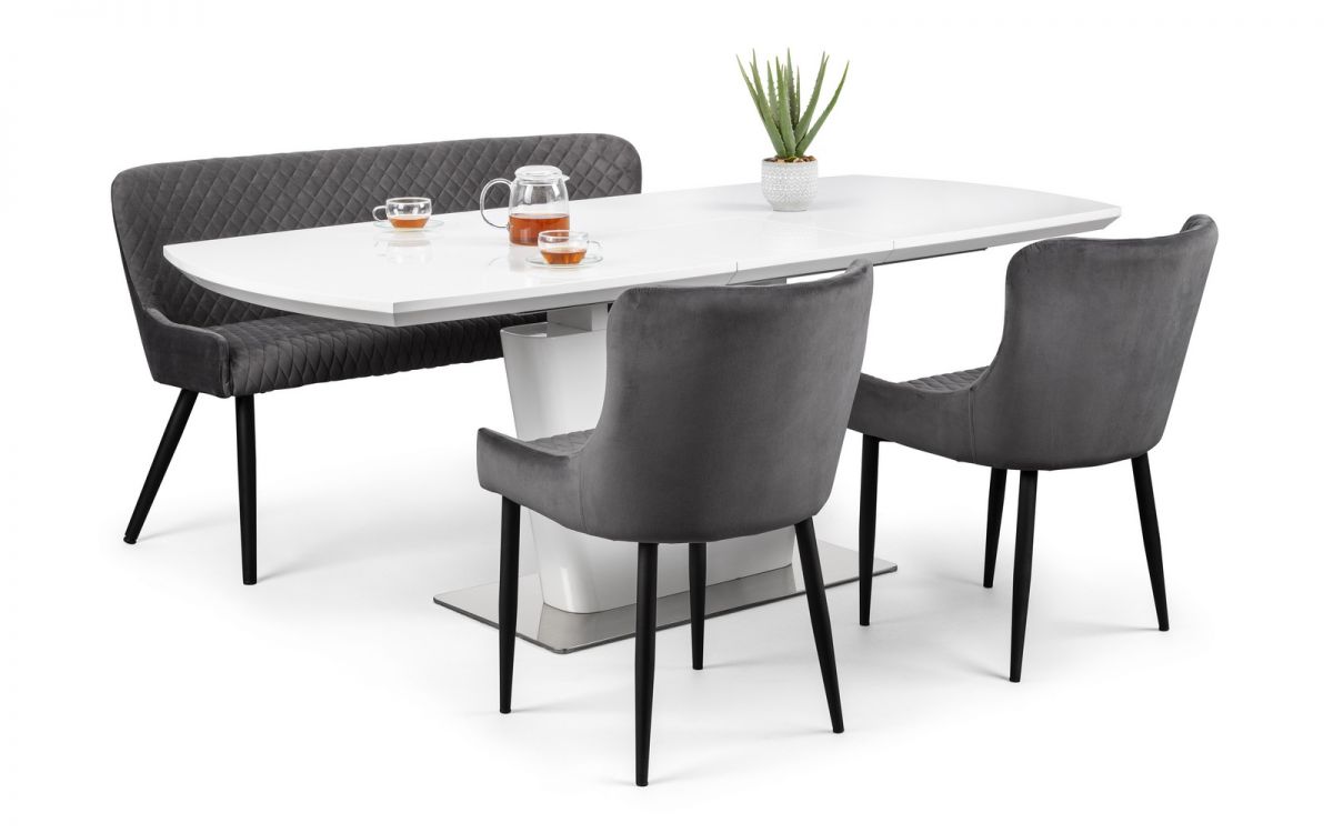 Como & Luxe Grey Dining Set (2 Chairs & Bench)