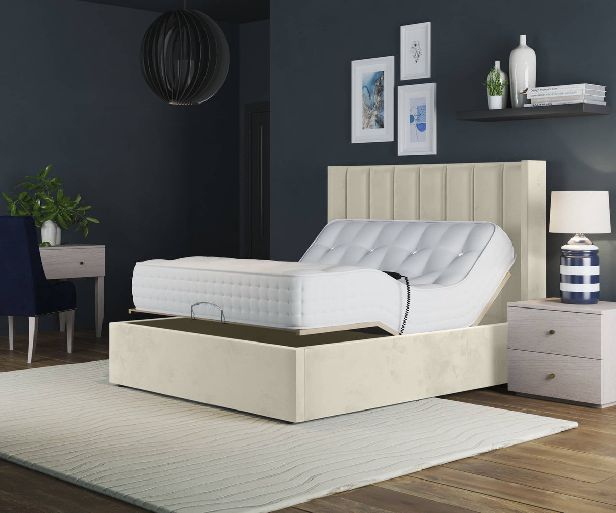Paris Electric Adjustable Bed Frame with Winged Headboard