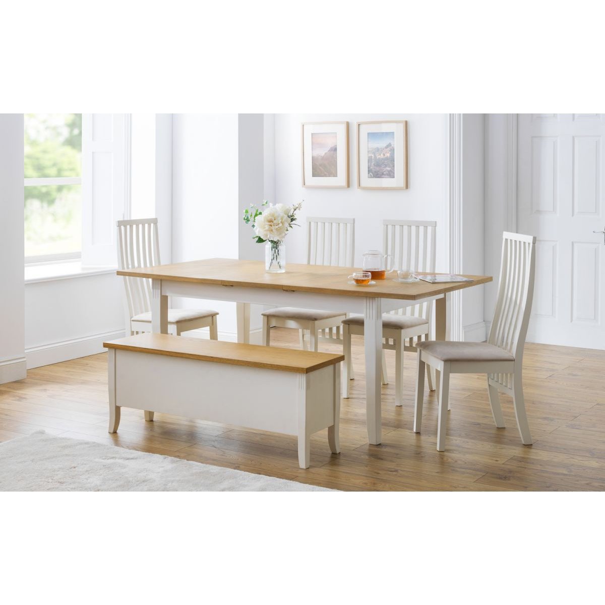 Davenport Extending Dining Table - Oak/White