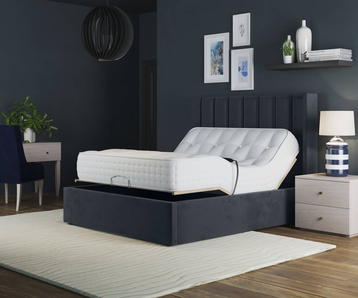 Paris Electric Adjustable Bed Frame with Winged Headboard