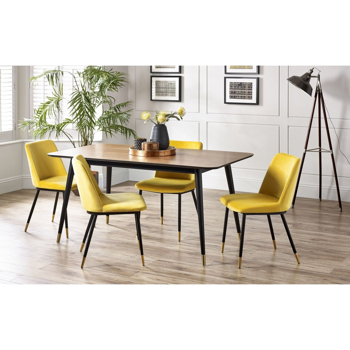 Findlay Rectangular Table & 4 Delaunay Mustard Chairs