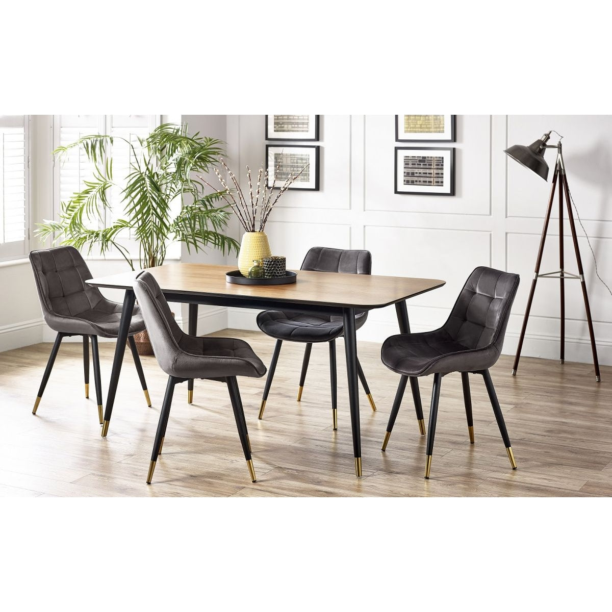 Findlay Rectangular Table & 4 Hadid Grey Chairs