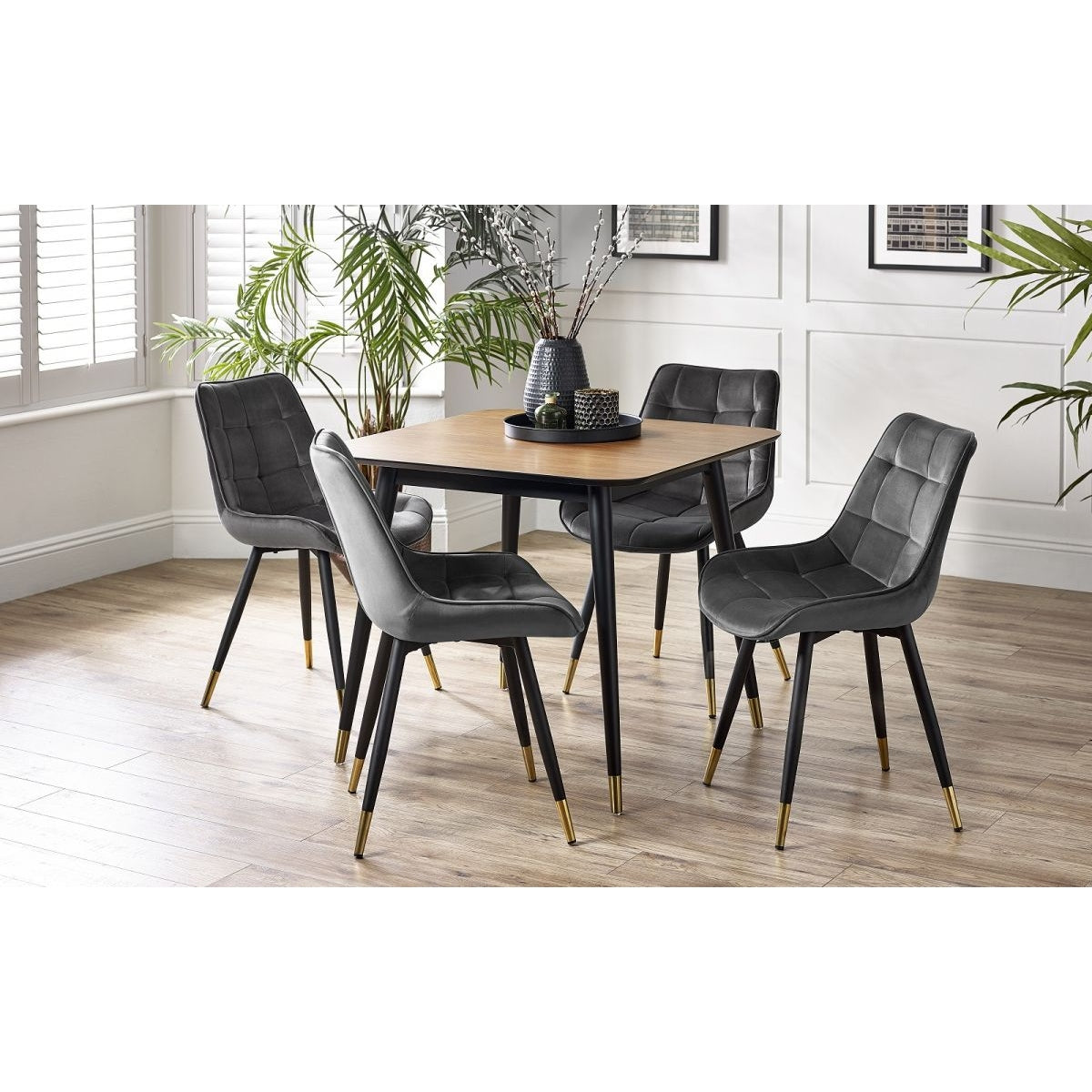 Findlay Square Dining Table & 4 Hadid Grey Chairs